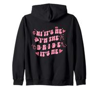 Retro Vintage Bubbly Hi It's Me I'm The Bride Annuncio Felpa con Cappuccio