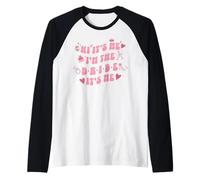 Retro Vintage Bubbly Hi It's Me I'm The Bride Annuncio Maglia con Maniche Raglan