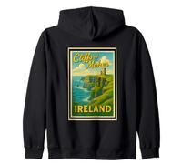 Retro Vintage Cliffs of Moher Galway Irlanda IRE Art Graphic Felpa con Cappuccio
