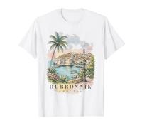 Retro Vintage Dubrovnik Croazia Città murata Souvenir Maglietta