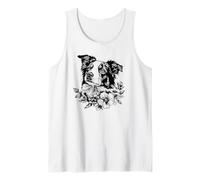 Retro Vintage Flowers Blue Merle Australian Shepherd Lover Canotta