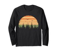 Retro Vintage Foresta Wildlife Alberi Natura All'aperto Amanti Maglia a Manica