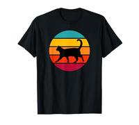Retro Vintage Gatto Nero Tramonto 60s 70s Maglietta