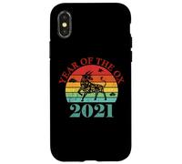Retro Vintage Happy Chinese New Year of the Ox 2021 Custodia per iPhone X/XS