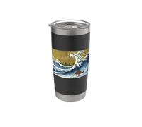 Retro Vintage Hokusai Surfing A Great Wave Beaver Lover Bicchiere termico in acciaio inox doppia parete