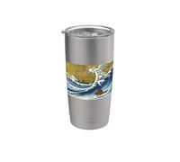 Retro Vintage Hokusai Surfing A Great Wave Beaver Lover Bicchiere termico in acciaio inox doppia parete