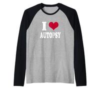 Retro Vintage I Heart Autopsy Maglia con Maniche Raglan