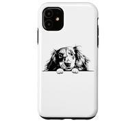 Retro Vintage Logo Black Long Haired Dachshund Dog Lover Custodia per iPhone 11