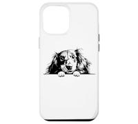 Retro Vintage Logo Black Long Haired Dachshund Dog Lover Custodia per iPhone 12 Pro Max