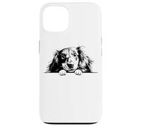 Retro Vintage Logo Black Long Haired Dachshund Dog Lover Custodia per iPhone 13
