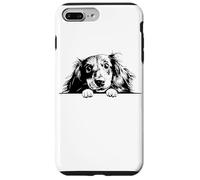 Retro Vintage Logo Black Long Haired Dachshund Dog Lover Custodia per iPhone 7 Plus/8 Plus