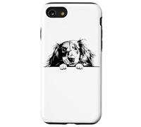 Retro Vintage Logo Black Long Haired Dachshund Dog Lover Custodia per iPhone SE (2020) / 7/8
