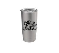 Retro Vintage Logo Happy Face Blue Merle Australian Shepherd Bicchiere termico in acciaio inox doppia parete