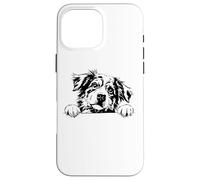 Retro Vintage Logo Happy Face Blue Merle Australian Shepherd Custodia per iPhone 16 Pro Max