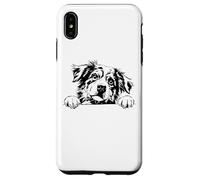 Retro Vintage Logo Happy Face Blue Merle Australian Shepherd Custodia per iPhone XS Max