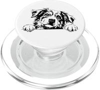 Retro Vintage Logo Happy Face Blue Merle Australian Shepherd PopSockets PopGrip per MagSafe