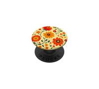 Retro Vintage Motivo Floreale Arancione Boho Hippie Garden PopSockets PopGrip Adesivo