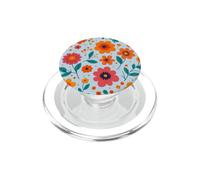Retro Vintage Motivo Floreale Blu Arancione Boho Garden PopSockets PopGrip per MagSafe
