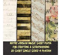 retro vintage music sheet paper for crafting & scrapbooking 20 sheet single sided 4 pattern: scrapbook collection pads - decorative antique designer