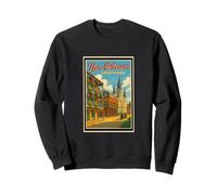 Retro Vintage New Orleans Louisiana LA Parrocchia Art Graphic Felpa