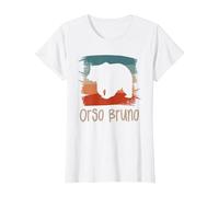 Retro Vintage Orso Bruno Maglietta, Donna, Bianco, L