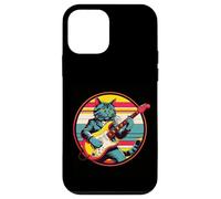 Retro Vintage Pop Art Cat suona chitarra elettrica anni '80 90 arte Custodia per iPhone 12 mini