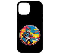Retro Vintage Pop Art Cat suona chitarra elettrica anni '80 90 arte Custodia per iPhone 12 mini