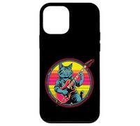 Retro Vintage Pop Art Cat suona chitarra elettrica anni '80 90 arte Custodia per iPhone 12 mini