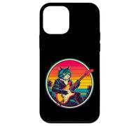 Retro Vintage Pop Art Cat suona chitarra elettrica anni '80 90 arte Custodia per iPhone 12 mini