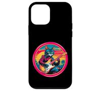 Retro Vintage Pop Art Cat suona chitarra elettrica anni '80 90 arte Custodia per iPhone 12 mini