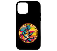 Retro Vintage Pop Art Cat suona chitarra elettrica anni '80 90 arte Custodia per iPhone 12 mini