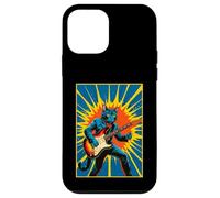 Retro Vintage Pop Art Cat suona chitarra elettrica anni '80 90 arte Custodia per iPhone 12 mini