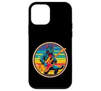 Retro Vintage Pop Art Cat suona chitarra elettrica anni '80 90 arte Custodia per iPhone 12 mini