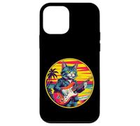 Retro Vintage Pop Art Cat suona chitarra elettrica anni '80 90 arte Custodia per iPhone 12 mini