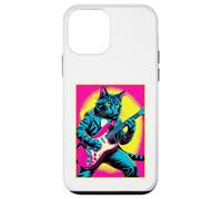 Retro Vintage Pop Art Cat suona chitarra elettrica anni '80 90 arte Custodia per iPhone 12 mini