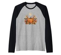 Retro Vintage Pumpkin Spice Tis The Season Equinox Moon Maglia con Maniche Raglan