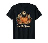 Retro Vintage Pumpkin Spice Tis The Season Equinox Moon Maglietta