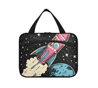 Retro Vintage Rockets Space Hanging Large Hanging Travel Toiletry Bag con gancio, Designer Necessities Borse per articoli da toeletta per mamma Hotel maleta para maquillaje L