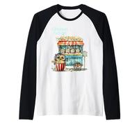 Retro Vintage Snack Natale Popcorn Party Maglia con Maniche Raglan