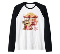 Retro Vintage Snack Natale Popcorn Party Maglia con Maniche Raglan