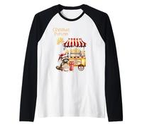Retro Vintage Snack Natale Popcorn Party Maglia con Maniche Raglan