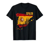 Retro Vintage Spagna Mappa Bandiera e Basilica di Barcellona Grafica Maglietta