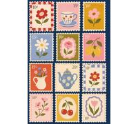 Retro Vintage Stamp Journal: Cute Floral Postage Stamp Notebook with Tea Cups, Flowers, Cherries & Cottagecore Art: A Colorful Nostalgic Writing ... Ideas - A Cute Gift forCottagecore Lov