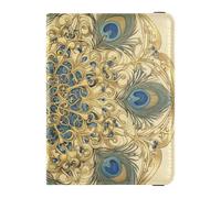 Retro vintage stile vittoriano piuma di pavone blu verde pelle impermeabile custodia per passaporto da viaggio portafoglio combo custodia per passaporto da uomo ultra sottile, retrò vintage stile