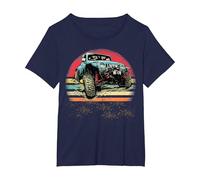 Retro Vintage Sunset 4x4 Auto off Road Wave SUV Overland Maglietta, Donna Plus-Size, Navy, 4X