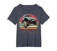 Retro Vintage Sunset 4x4 Auto off Road Wave SUV Overland Maglietta, Donna Plus-Size, Pervinca, 5X