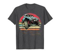 Retro Vintage Sunset 4x4 Auto off Road Wave SUV Overland Maglietta, Uomo, Grigio Scuro, XXL