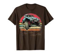 Retro Vintage Sunset 4x4 Auto off Road Wave SUV Overland Maglietta, Uomo, Marrone, L