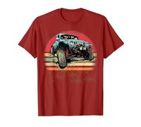 Retro Vintage Sunset 4x4 Auto off Road Wave SUV Overland Maglietta, Uomo, Mirtillo Rosso, L