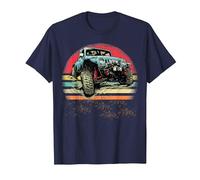 Retro Vintage Sunset 4x4 Auto off Road Wave SUV Overland Maglietta, Uomo, Navy, L